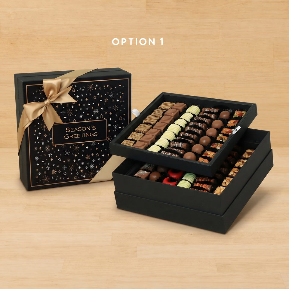 Season's greetings Stars designed premium chocolate 2-layer hard box