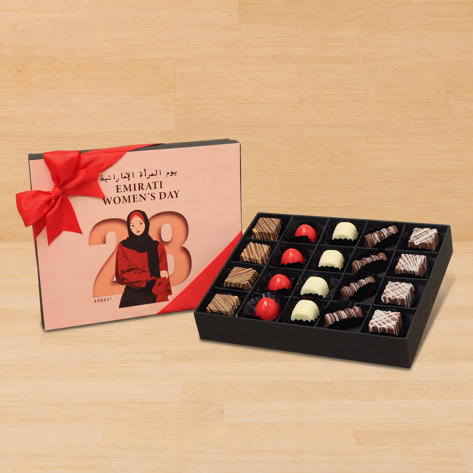 Emirati women's day 28th day designed premium chocolate 20 piece hard box
