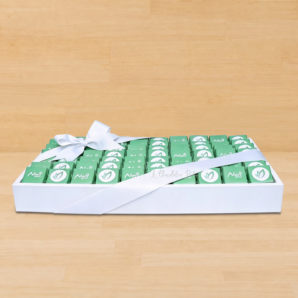 Corporate branded chocolate leather tray