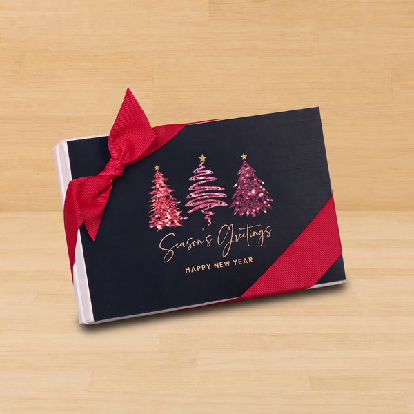 Set of 8 Season's greeting three trees designed chocolate 6 piece hard box giveaway