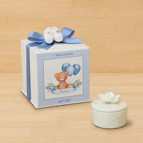 Set of 20 boxes baby boy white rose f...