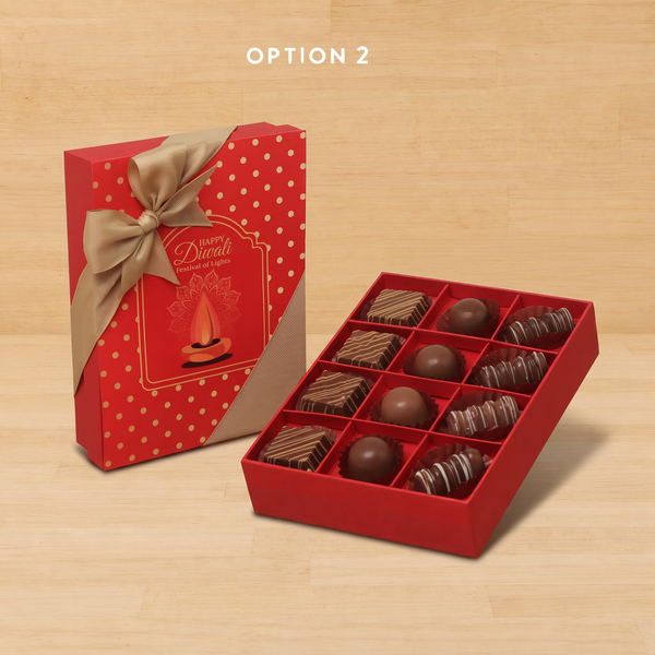 Happy Diwali festival of lights designed premium chocolate 12 piece hard box