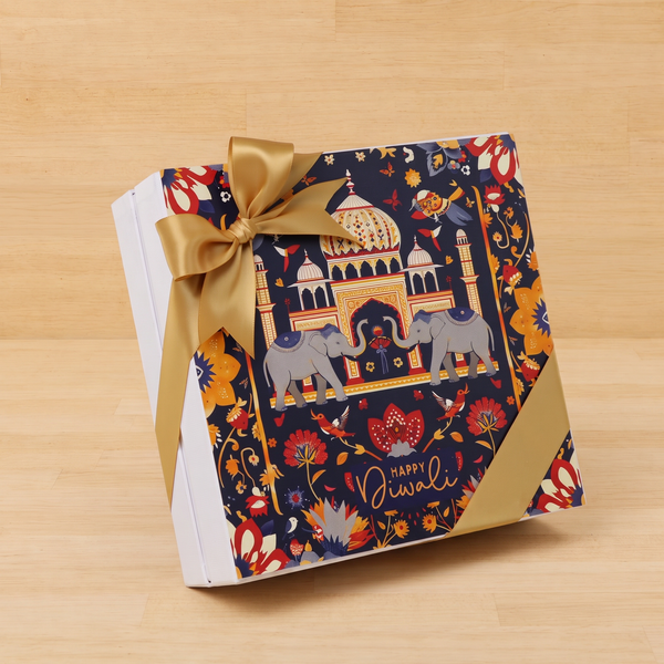 Happy diwali majestic elephant designed premium chocolate 2-layer hard box