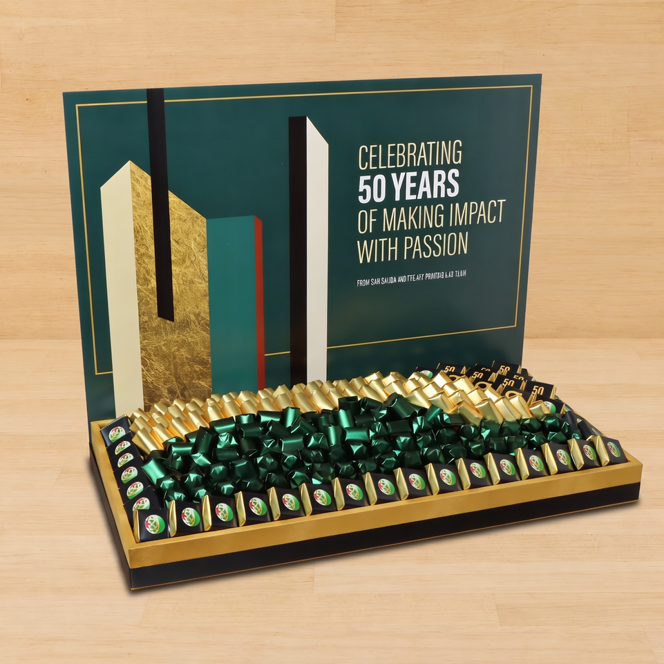 Corporate customized premium chocolate large leather tray with acrylic backdrop