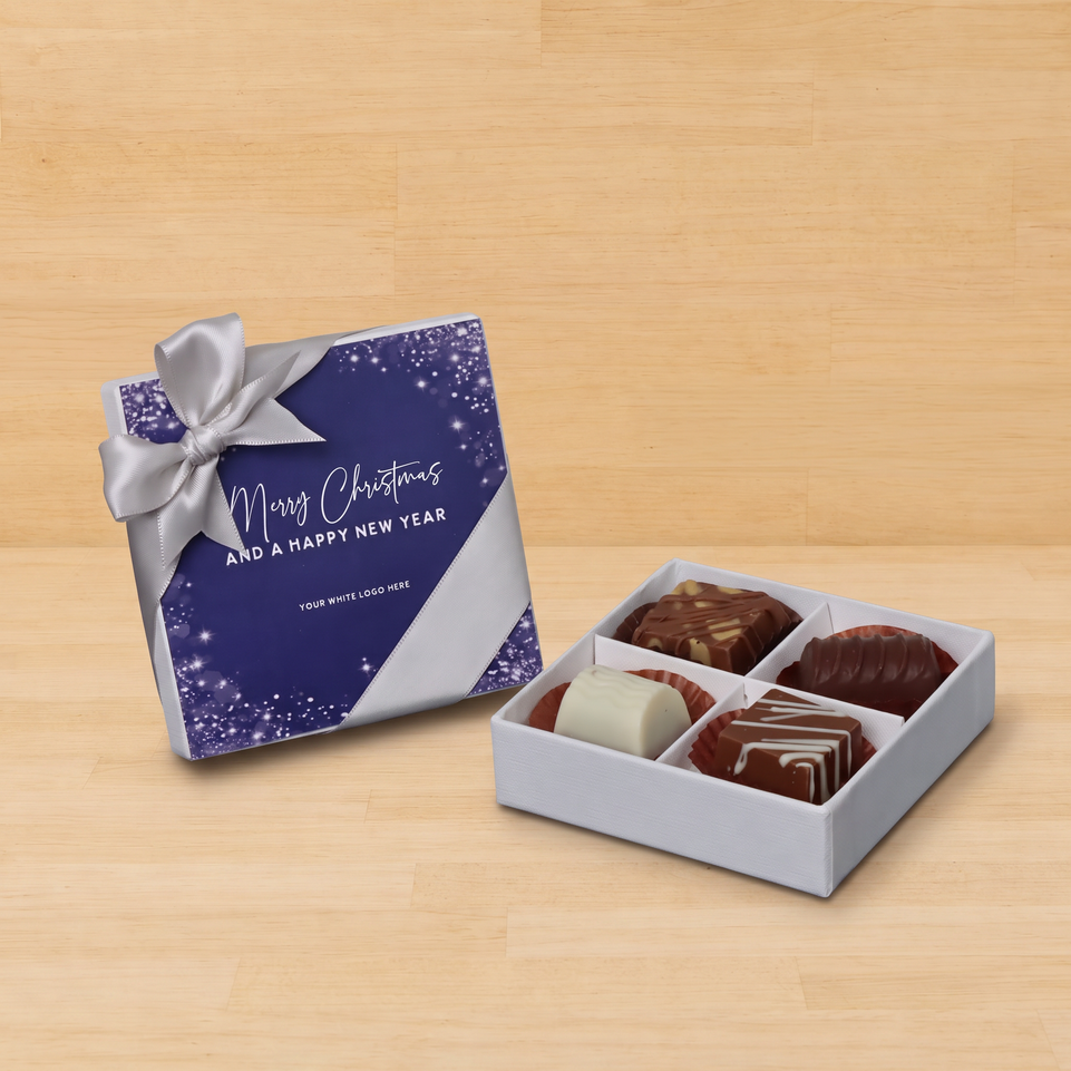 Set of 15 Merry Christmas & happy new year winter designed premium chocolate 4 piece hard box