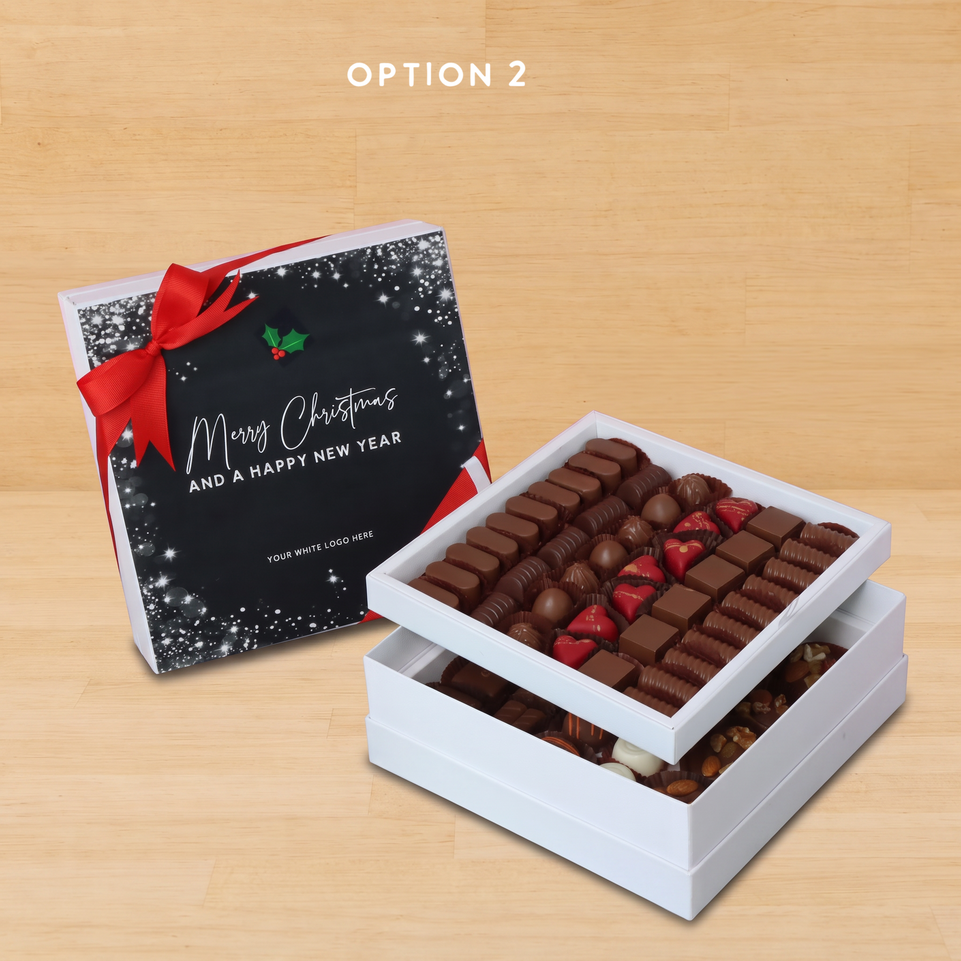 Merry Christmas snow flakes designed premium chocolate 2 layer hard box