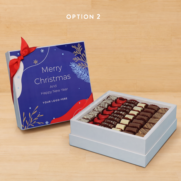 Set of 2 corporate customized merry christmas designed premium chocolate hard box