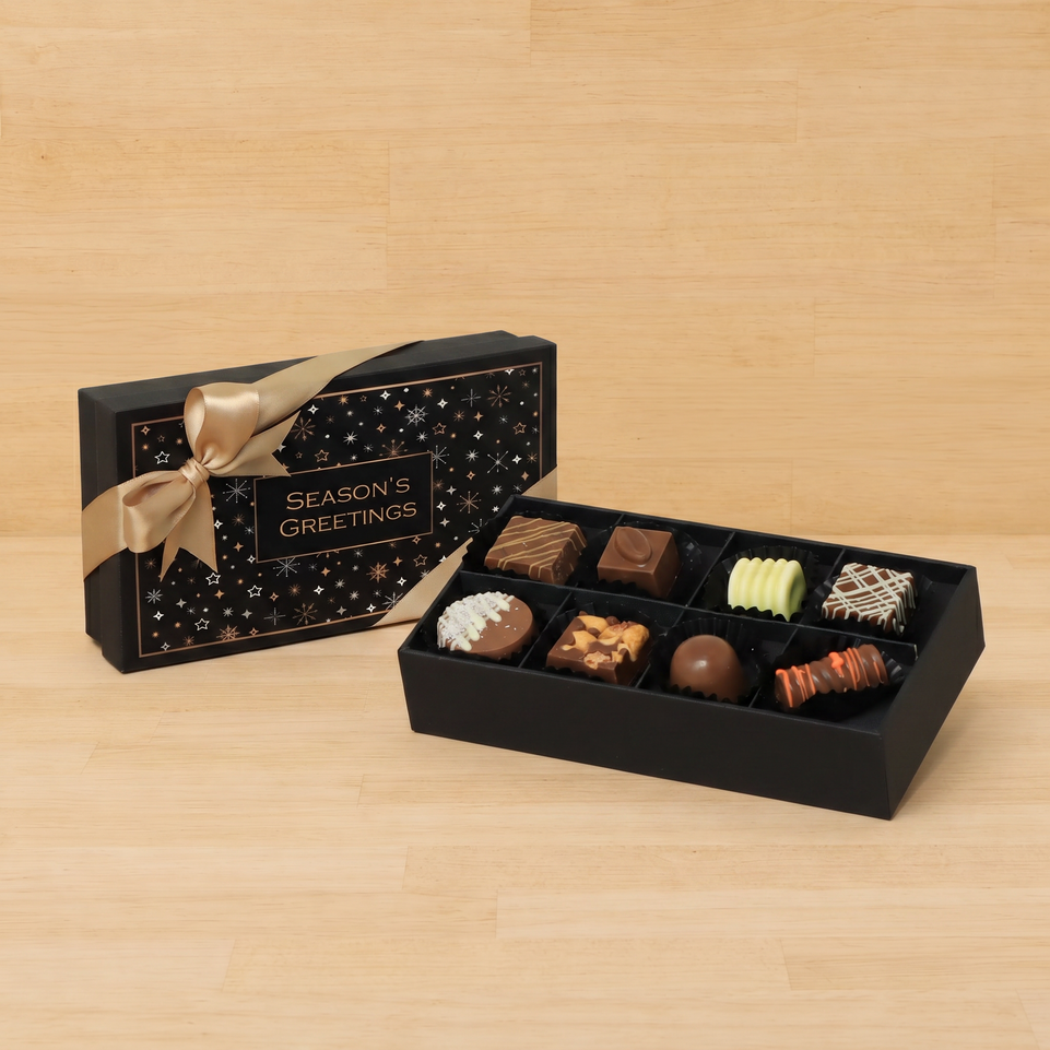 Set of 6 Season's greetings Stars designed premium chocolate 8P hard box