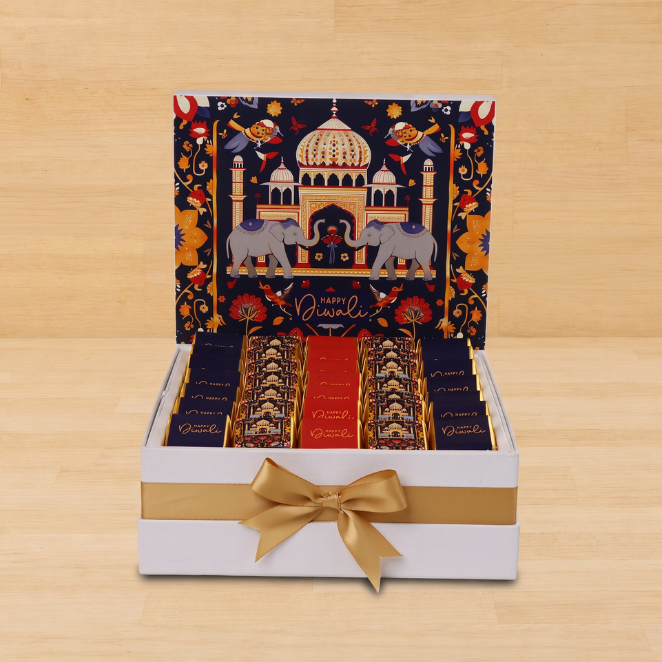 Happy diwali majestic elephant designed premium chocolate large hamper