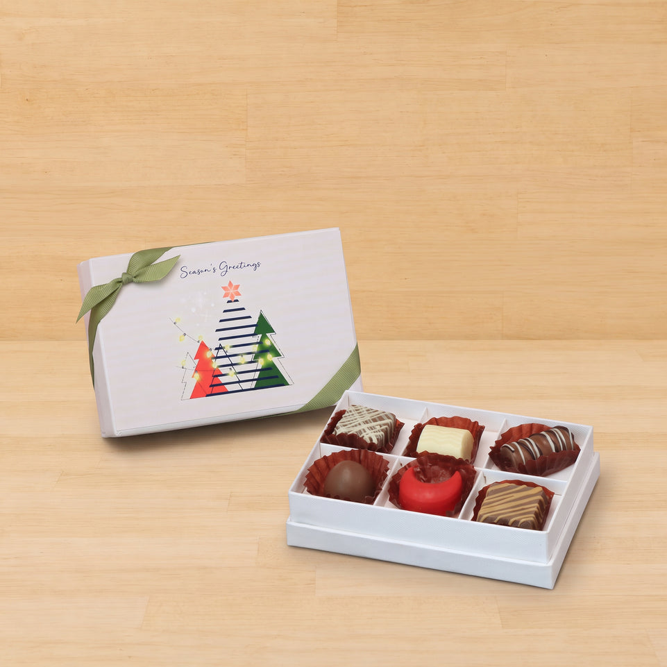 Set of 8 season's greeting designed premium chocolate 6p hard box