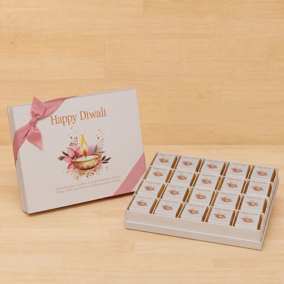 Happy diwali floral candle lights designed premium chocolate 20P hard box
