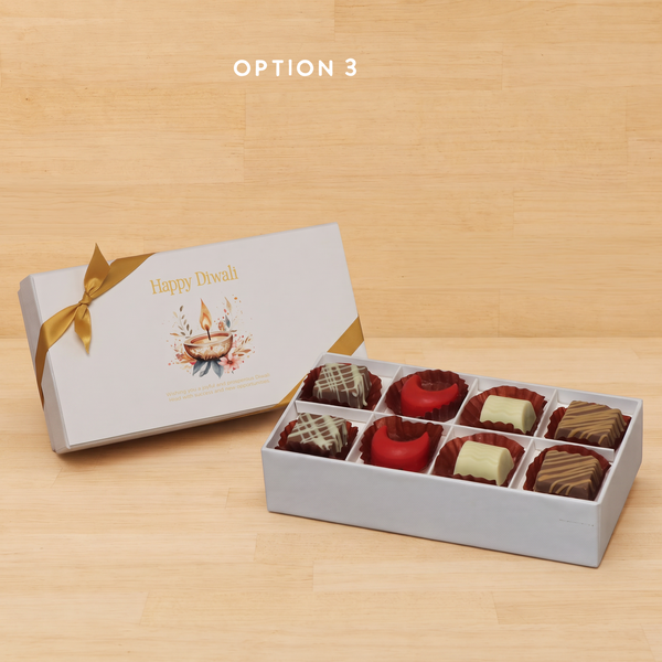 Set of 6 Happy diwali floral candle designed premium chocolate 8P hard box