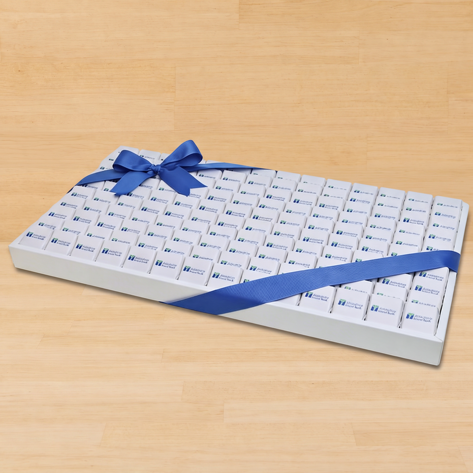 Corporate branded premium chocolate large leather tray