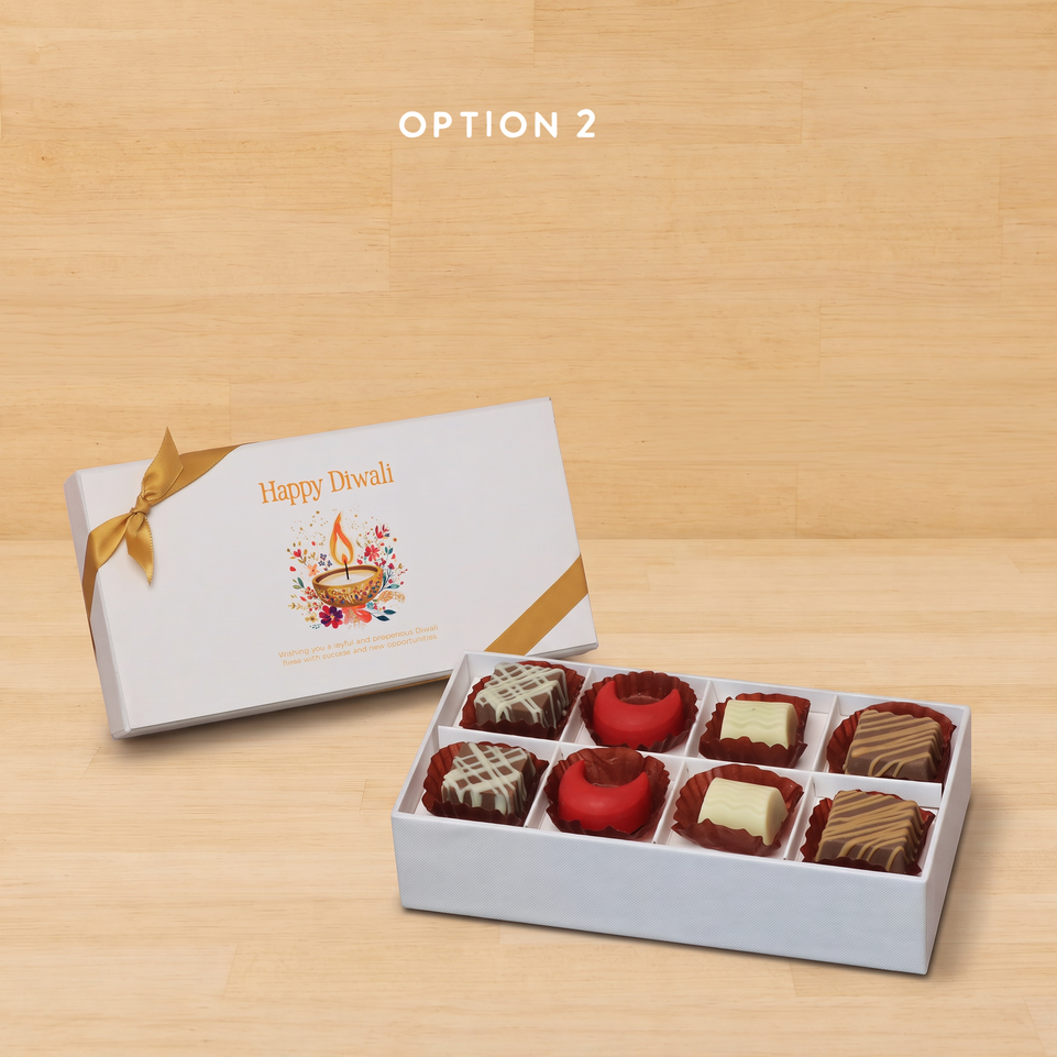 Set of 6 Happy diwali floral candle designed premium chocolate 8P hard box