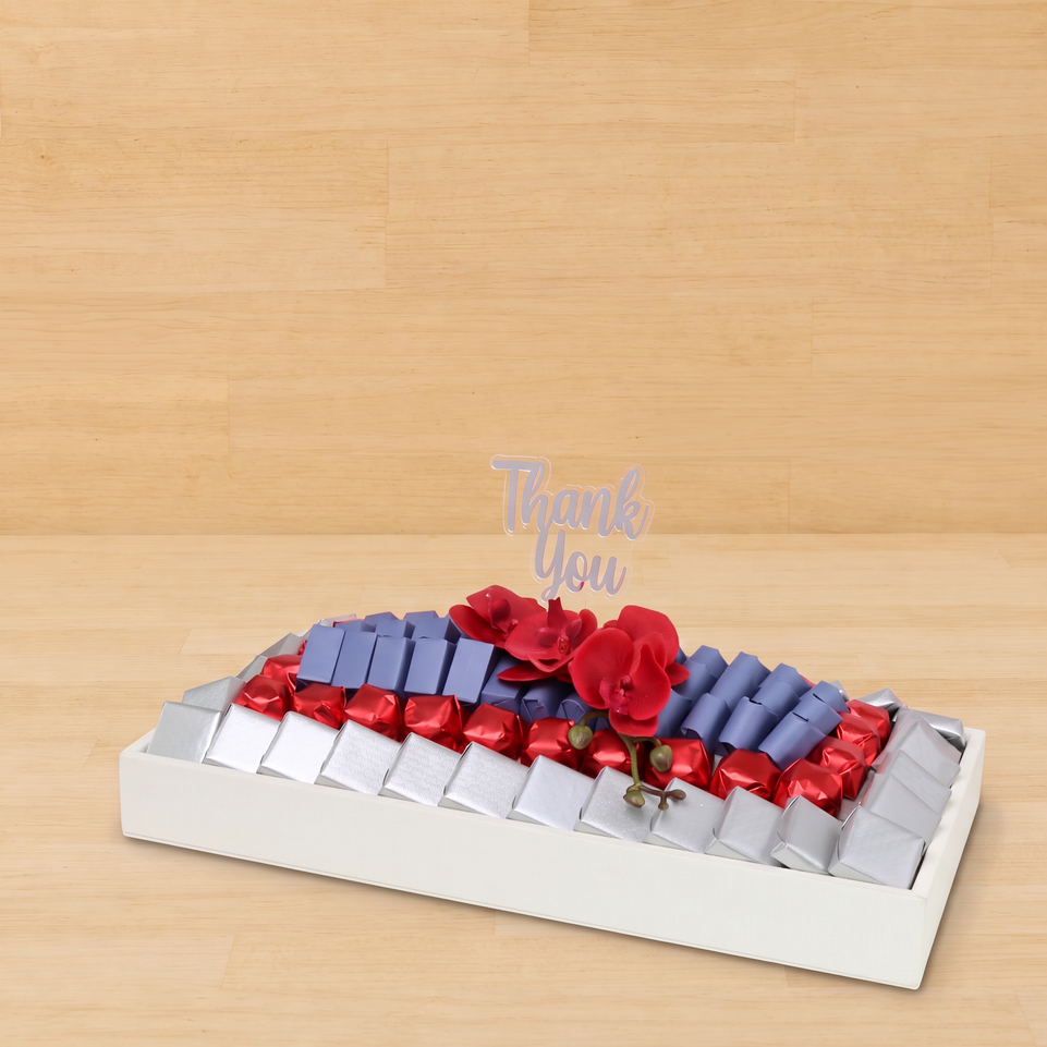 Thank you orchid decorated premium chocolate leather tray