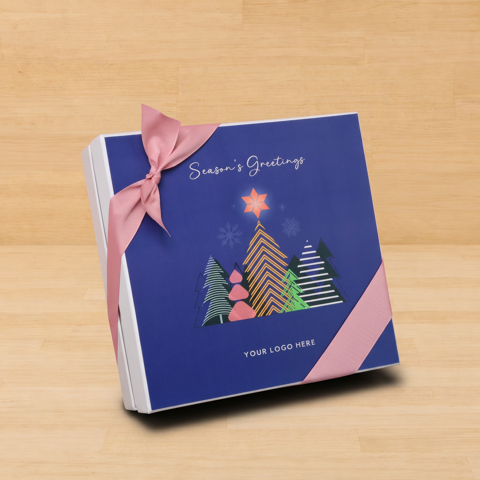 Set of 2 corporate customized season's greetings designed premium chocolate hard box