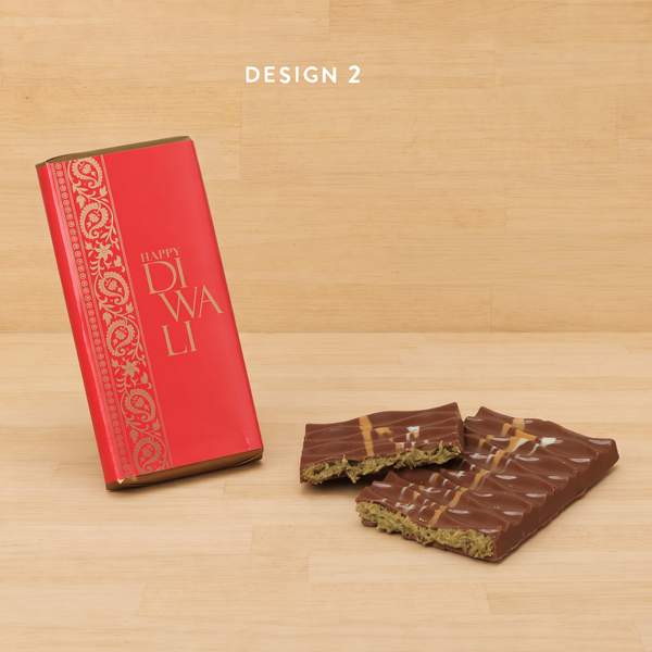 Set of 10 Happy Diwali designed knafeh pistachio premium milk chocolate bar