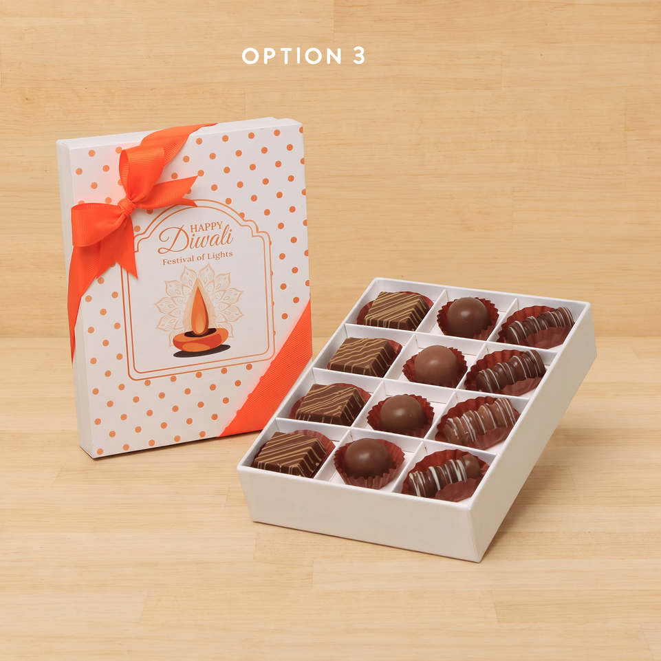 Happy Diwali festival of lights designed premium chocolate 12 piece hard box