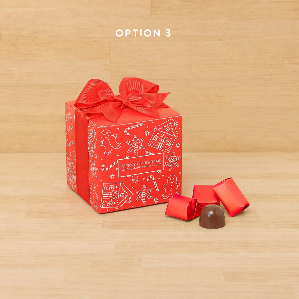 Set of 20 Merry Christmas and Happy New Year designed premium chocolate cube soft box