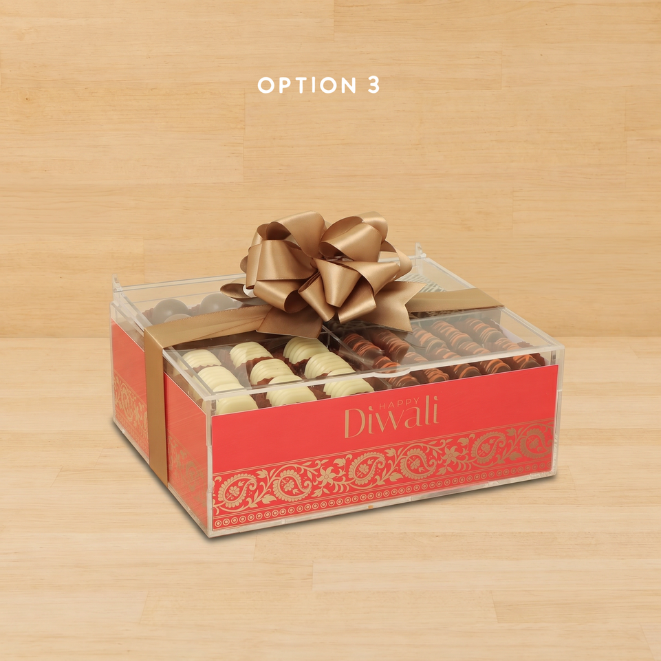 Happy Diwali ornament design premium chocolate gift small acrylic box