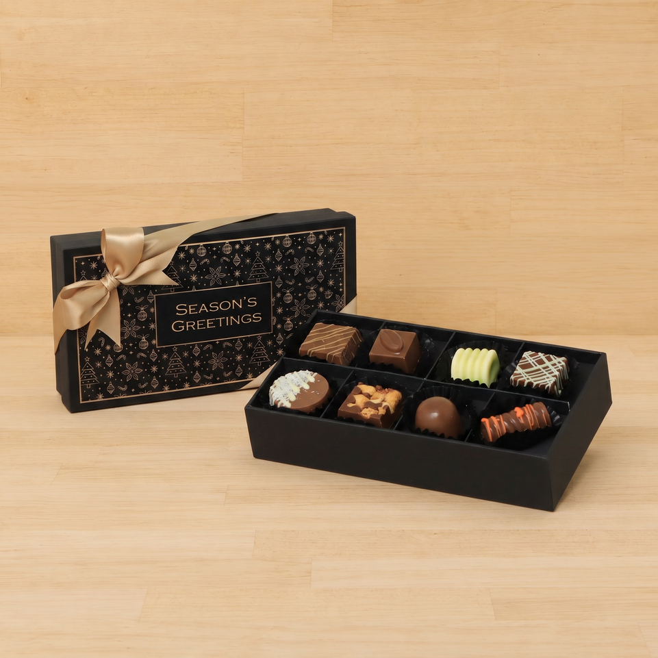 Set of 6 Season's greetings Christmas designed premium chocolate 8P hard box