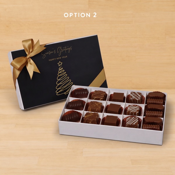 Merry Christmas & happy new year designed premium chocolate 15 piece hard box