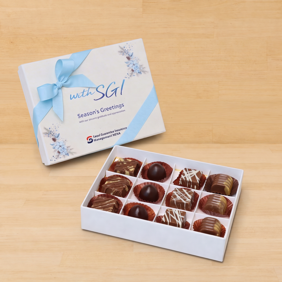 Set of 5 Corporate branded  premium chocolate top card hard box