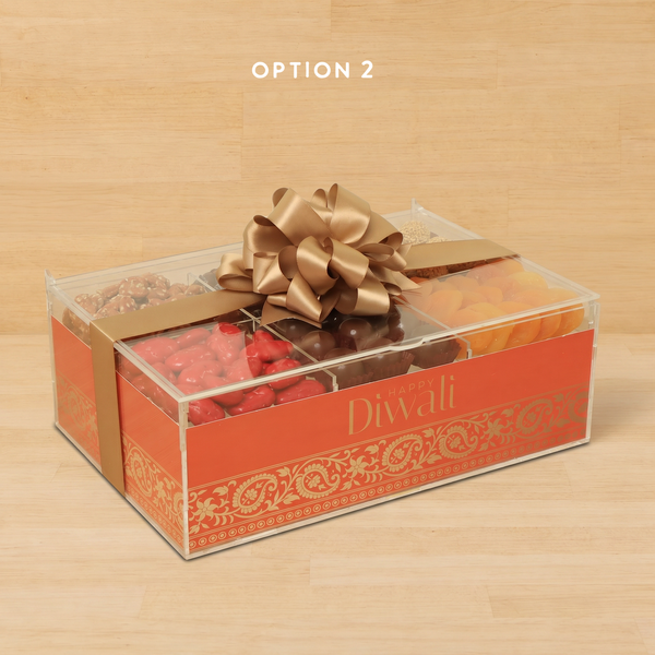 Happy Diwali designed premium chocolate & nuts acrylic medium box