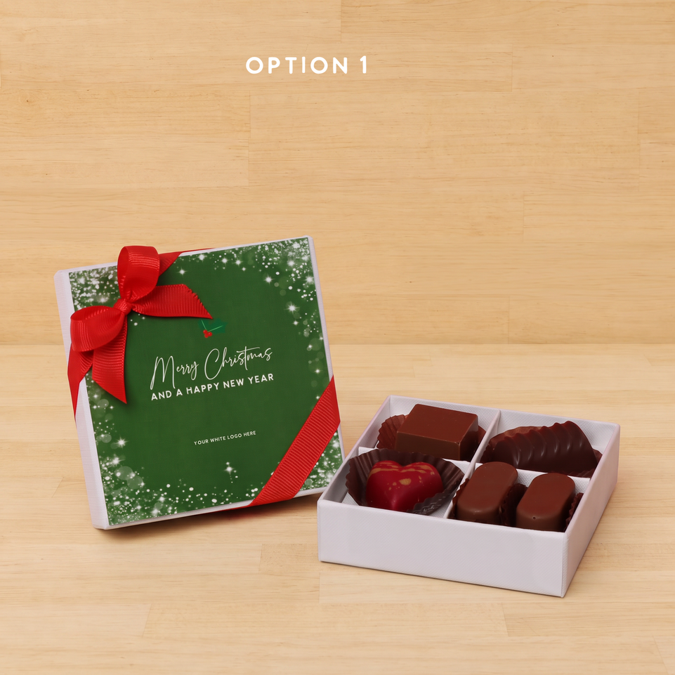 Set of 15 Merry Christmas snow flakes designed premium chocolate 4 piece hard box