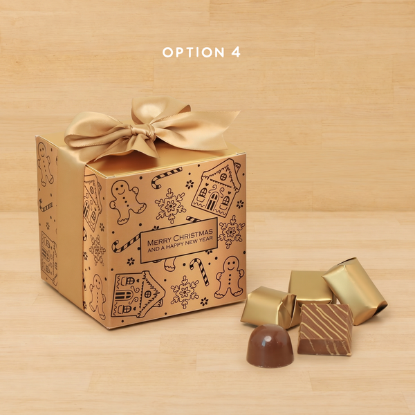 Set of 20 Merry Christmas and Happy New Year designed premium chocolate cube soft box