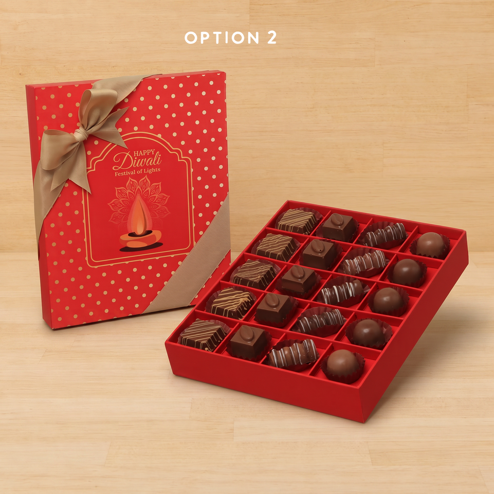 Happy Diwali festival of lights designed premium chocolate 20P black hard box