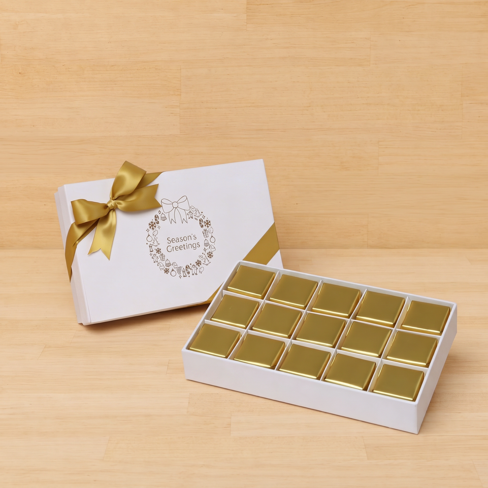 Season's greetings designed premium chocolate 15 piece hard box