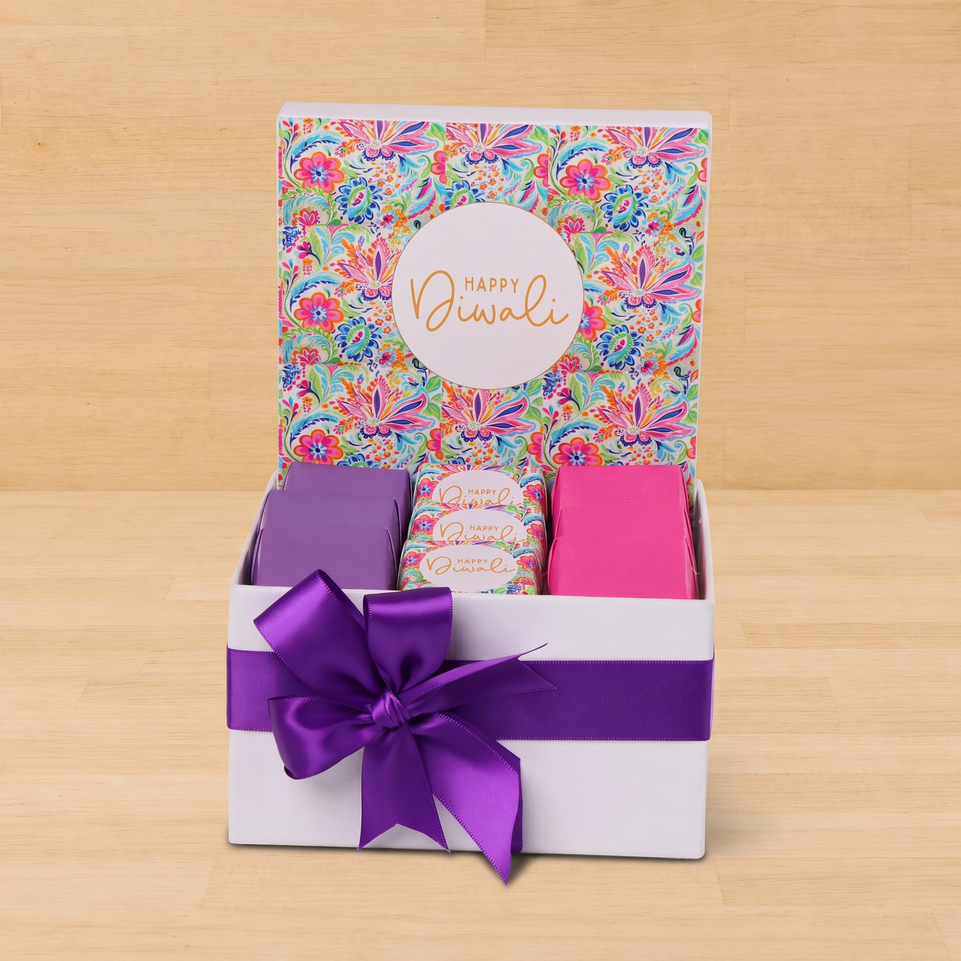 Happy diwali floral pattern designed premium chocolate small hamper