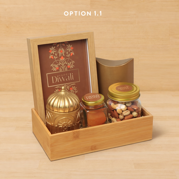 Happy Diwali designed premium chocolate wooden hamper