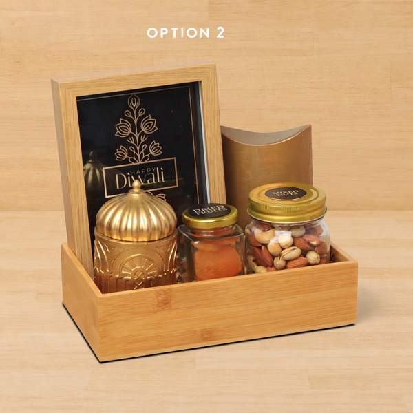 Happy Diwali designed premium chocolate wooden hamper