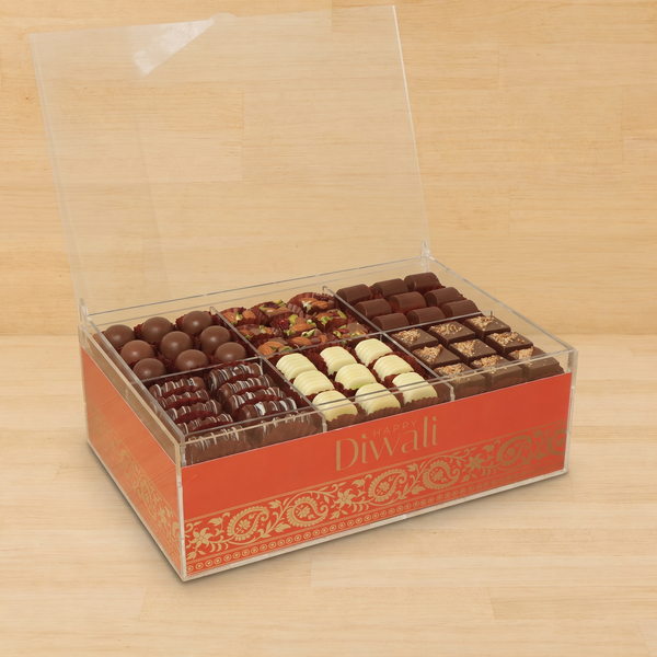 Happy diwali designed premium chocolate acrylic medium box