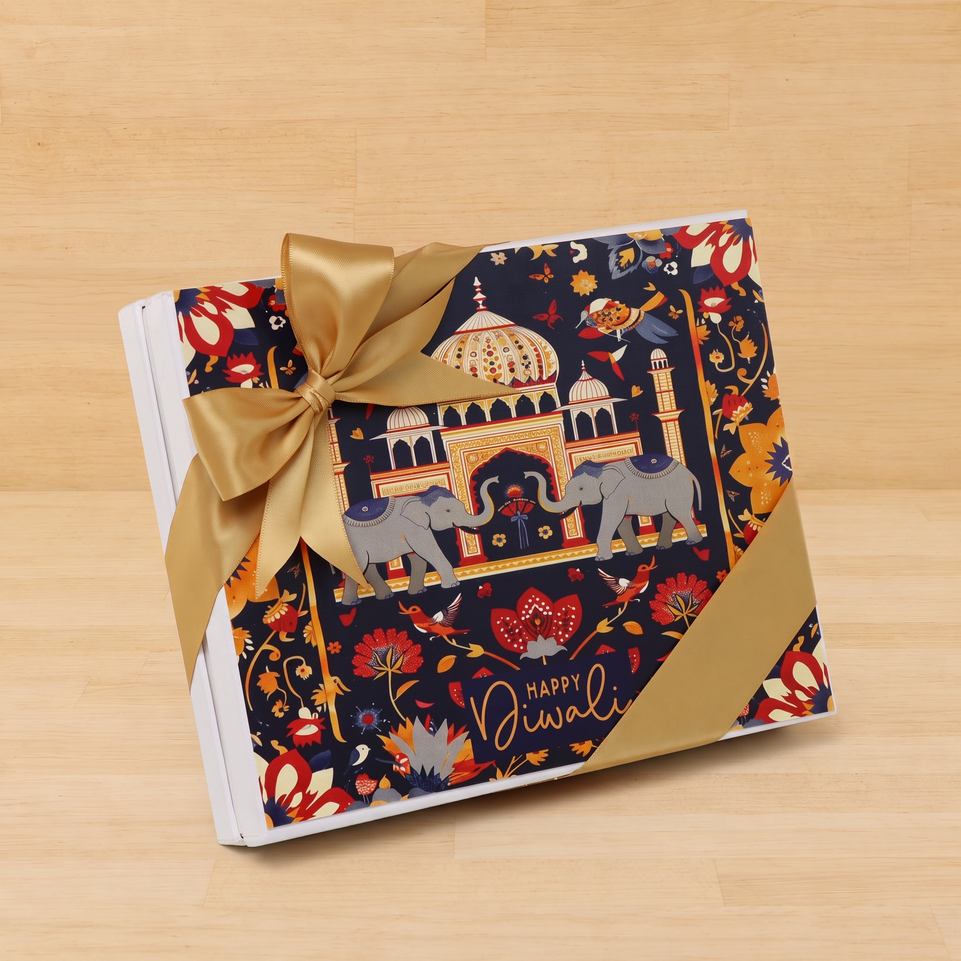 Happy diwali majestic elephant designed 20-piece premium chocolate hard box