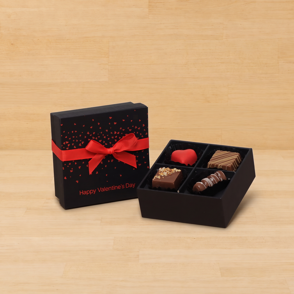Set of 15 Happy Valentine's Day tiny hearts designed 4P premium chocolate gift box