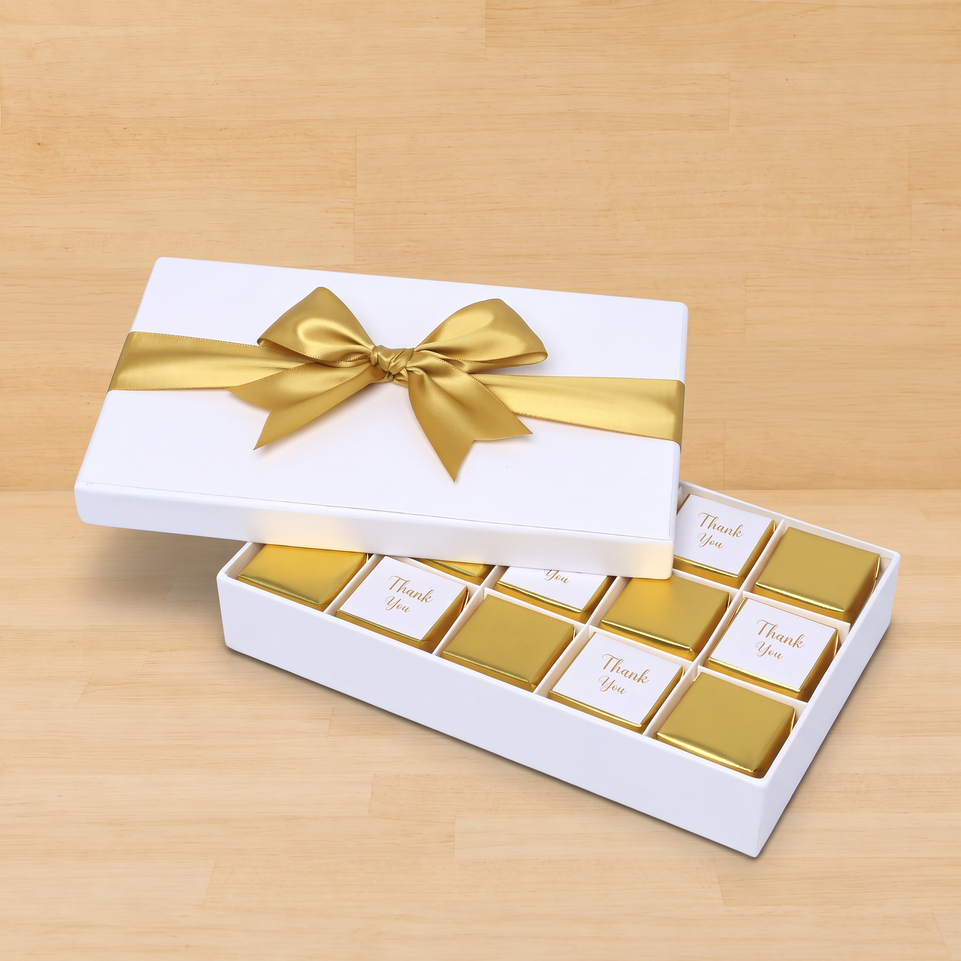 "Thank you" gold designed 15-piece premium chocolate hard box