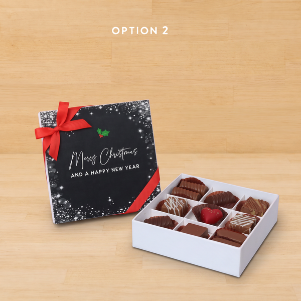 Merry christmas snow flakes designed premium chocolate 9 piece hard box