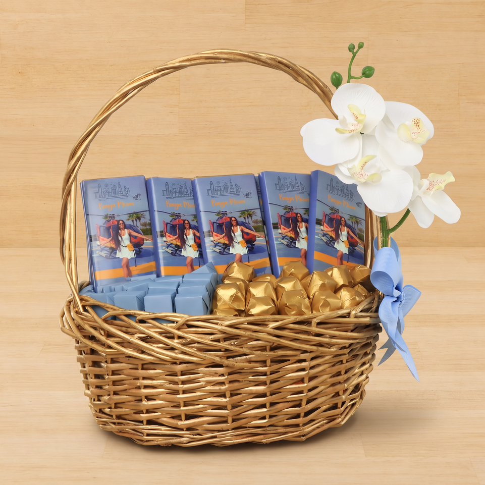 Corporate customized premium chocolate knafeh pistachio bar medium basket