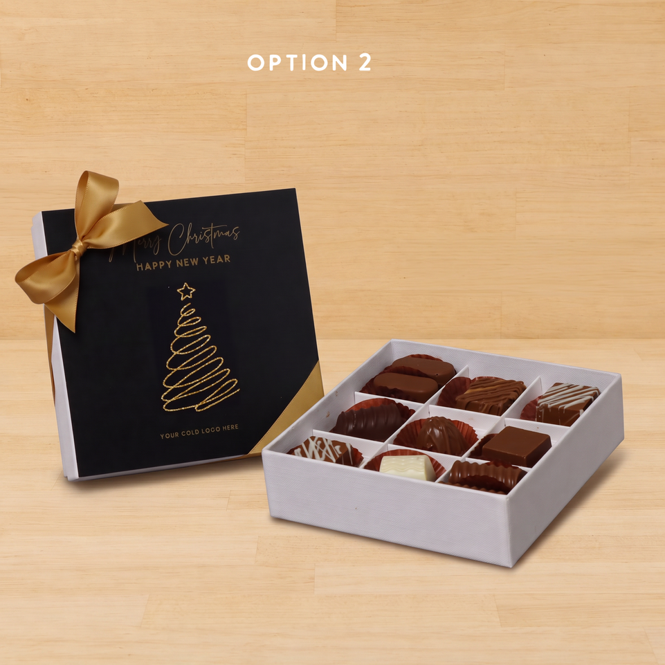 Season's greetings , Merry Christmas & happy new year designed premium chocolate 9 piece hard box