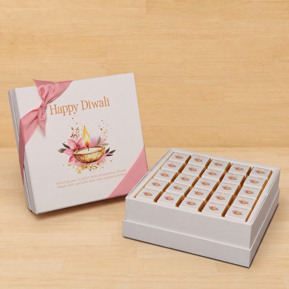 Happy diwali floral candle lights designed premium chocolate hard box