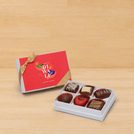 Set of 8 corporate customized happy diwali hands holding candle designed premium chocolate 6p hard box