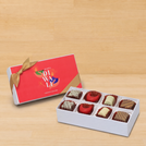 Set of 6 corporate customized happy diwali holding hands candle designed premium chocolate 8p hard box