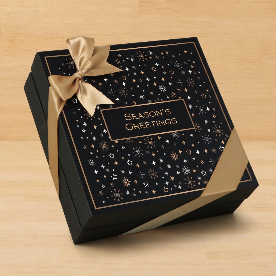 Season's greetings Stars designed premium chocolate 2-layer hard box