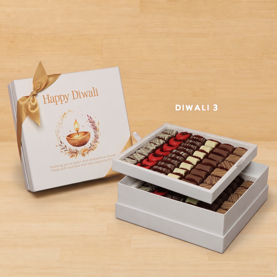 Happy Diwali floral candle designed premium chocolate 2-layer hard box