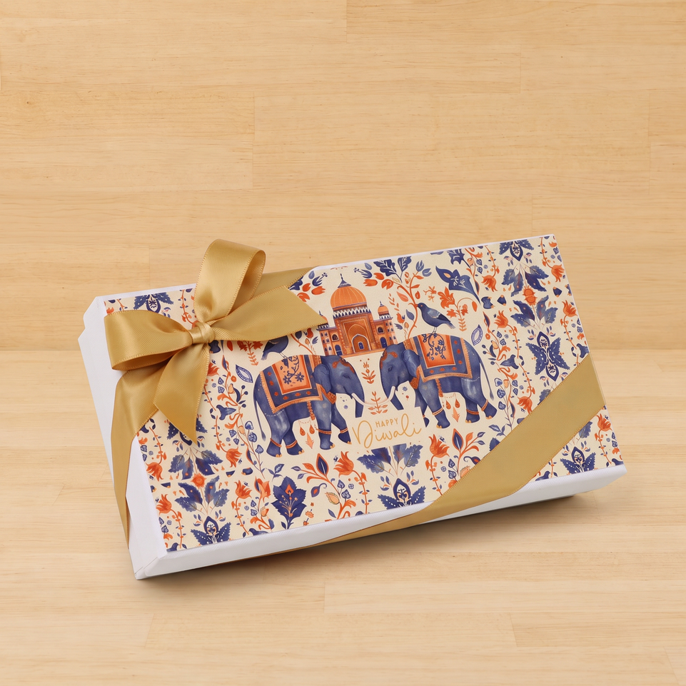Set of 6 Happy Diwali elephant festive designed 8 - piece premium chocolate hard box giveaway