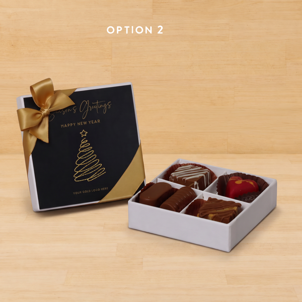 Set of 15 Merry Christmas & happy new year designed premium chocolate 4 piece hard box