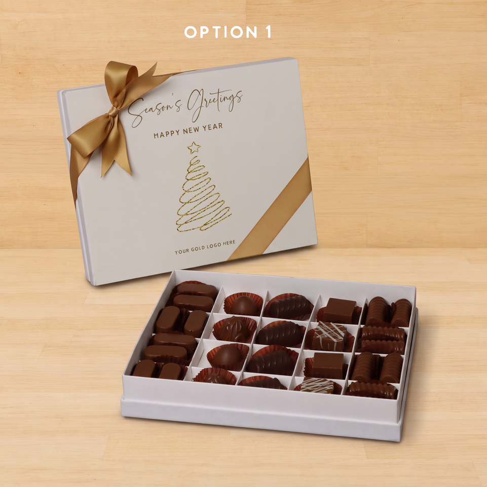 Season's greetings, Merry Christmas & happy new year designed premium chocolate 20 piece hard box
